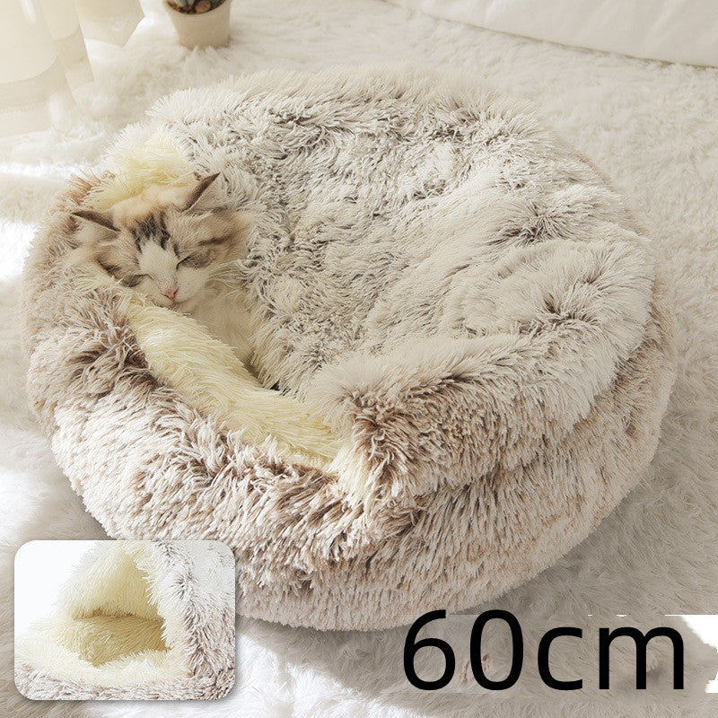 The Best 2 In 1 Dog And Cat Bed Pet Winter Bed Round Plush Warm