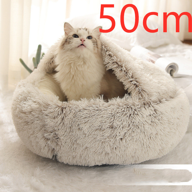 The Best 2 In 1 Dog And Cat Bed Pet Winter Bed Round Plush Warm