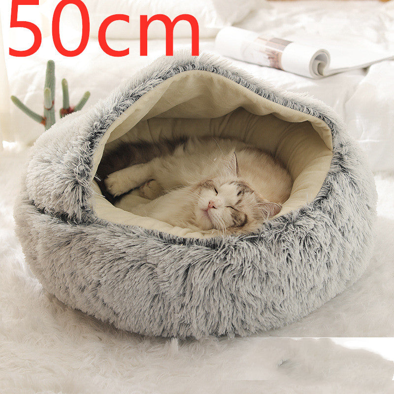 The Best 2 In 1 Dog And Cat Bed Pet Winter Bed Round Plush Warm