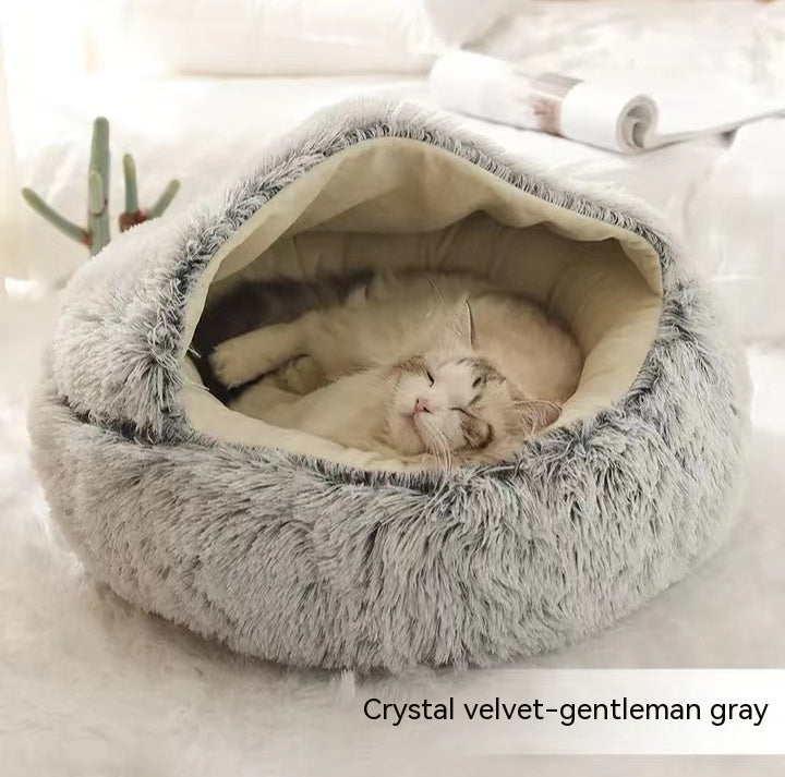 The Best 2 In 1 Dog And Cat Bed Pet Winter Bed Round Plush Warm