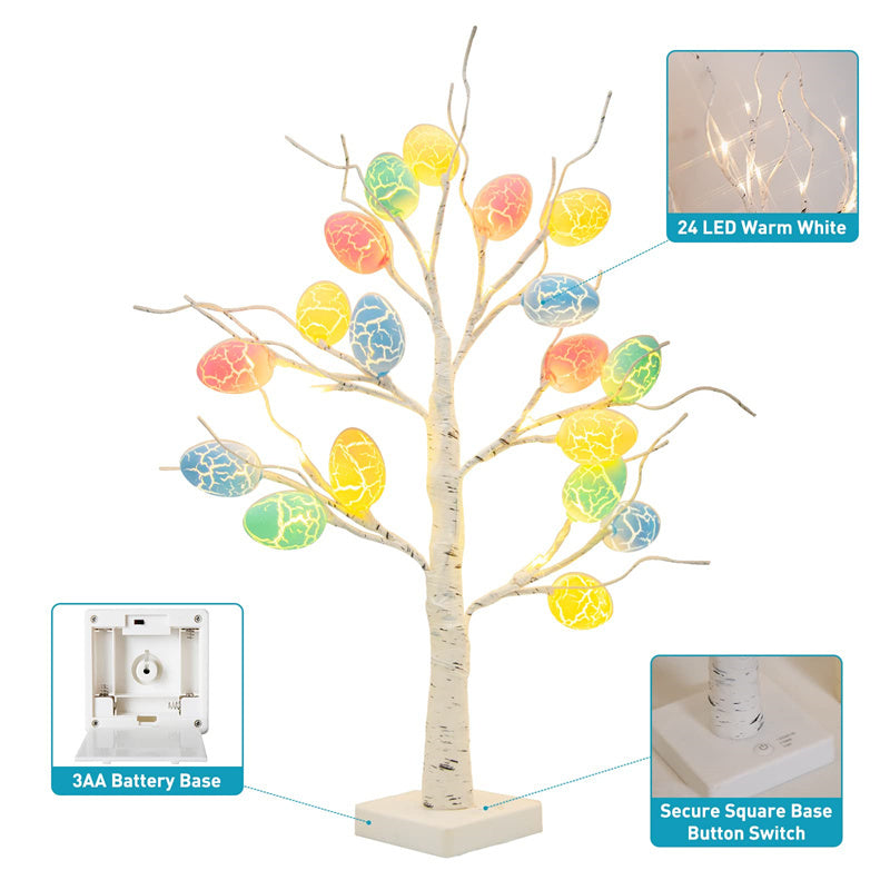 60cm LED birch tree with glowing Easter egg lights – Beautiful and festive tabletop decoration for home and spring parties.