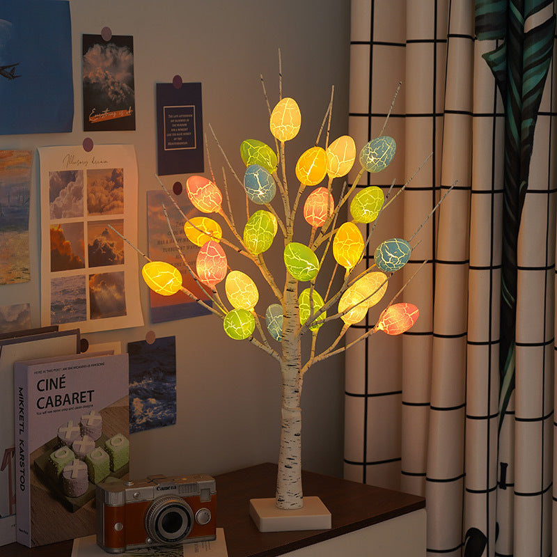 60cm artificial birch tree with glowing Easter eggs – A charming decorative accent for Easter and spring-themed parties