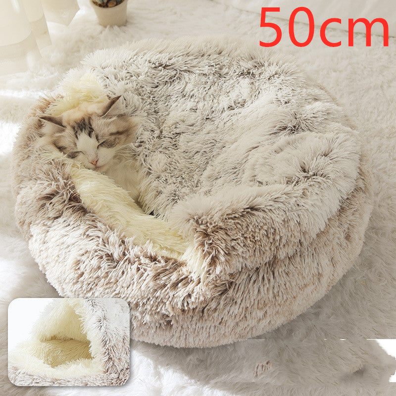 The Best 2 In 1 Dog And Cat Bed Pet Winter Bed Round Plush Warm