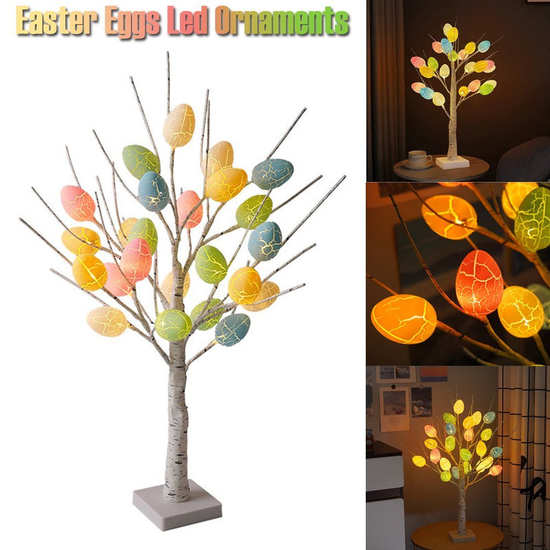60cm LED Birch Tree with Easter Egg Lights – Festive Tabletop Decor for Home, Spring Parties & Kids' Gifts