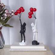Little Girl with Balloon Resin Art Sculpture - Living Room Decoration