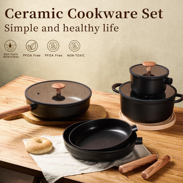 15-Pc Premium Ceramic Cookware Set – Non-Stick, Induction & Oven Safe