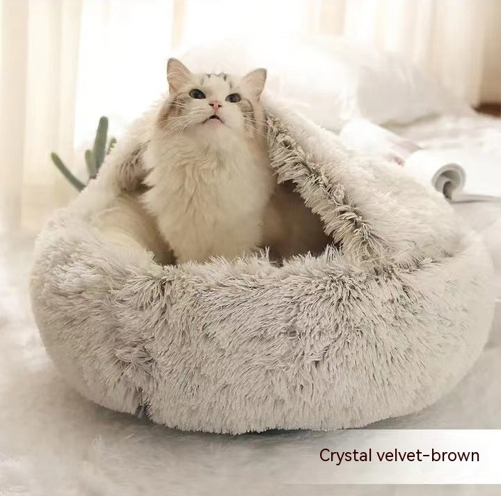 The Best 2 In 1 Dog And Cat Bed Pet Winter Bed Round Plush Warm