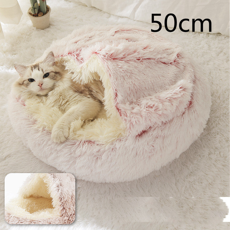 The Best 2 In 1 Dog And Cat Bed Pet Winter Bed Round Plush Warm