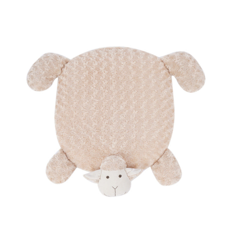 Cute cat relaxing on a soft, plush pet bed designed to look like a lamb, offering cozy comfort.