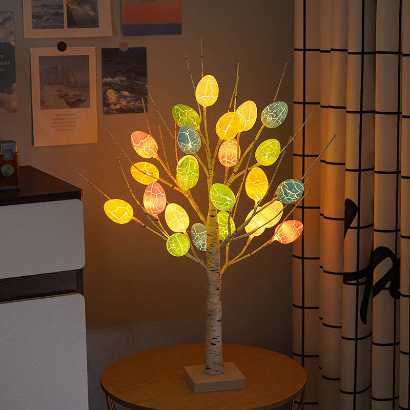 Decorative birch tree with LED Easter egg lights – Perfect for indoor spring decor, Easter gifts, and party decorations