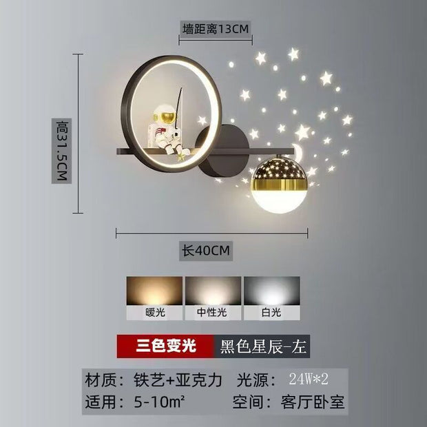 Dreamy Astronaut Star Light – Wall-Mounted Night Lamp for Children
