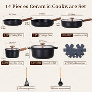Healthy Ceramic Cookware Set – 15-Piece Non-Stick Pots & Pans