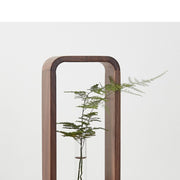 Modern Living Room Decor – Elegant Glass Flower Vase with Wooden Stand