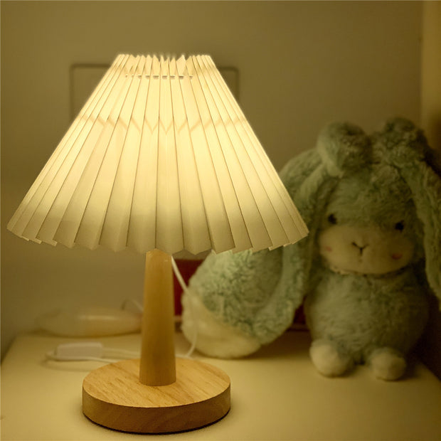 Modern Pleated Fabric Lamp with Warm Glow LED | Home Decor