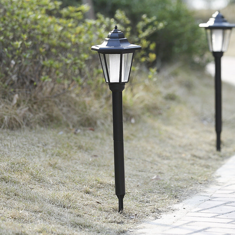 Solar-powered patio wall light with a stylish hexagonal design, energy-efficient and durable
