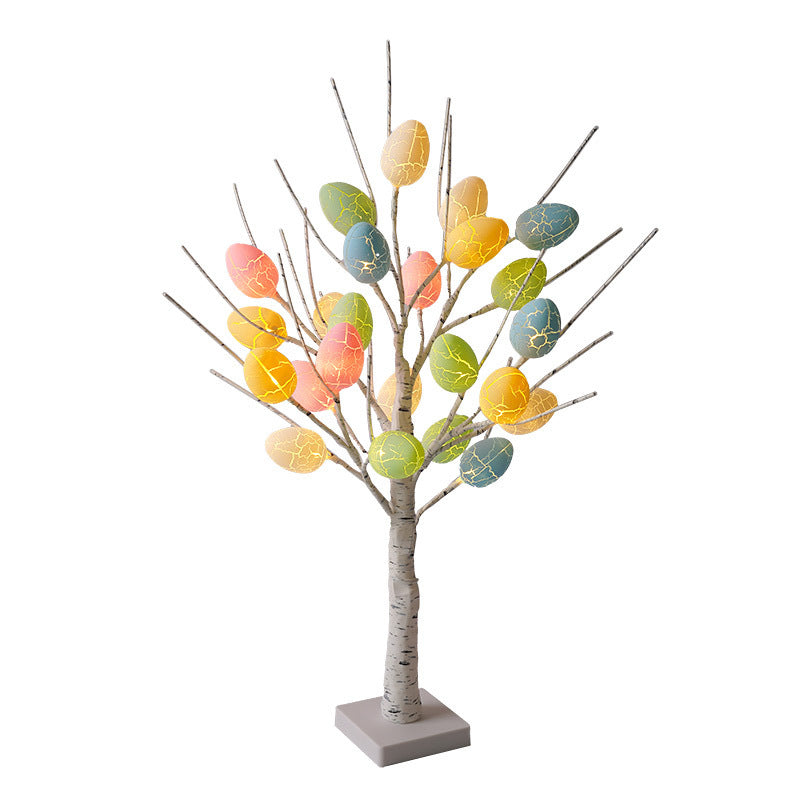Spring-themed LED birch tree with colorful Easter egg lights – A charming centerpiece for Easter table setups and party decor.