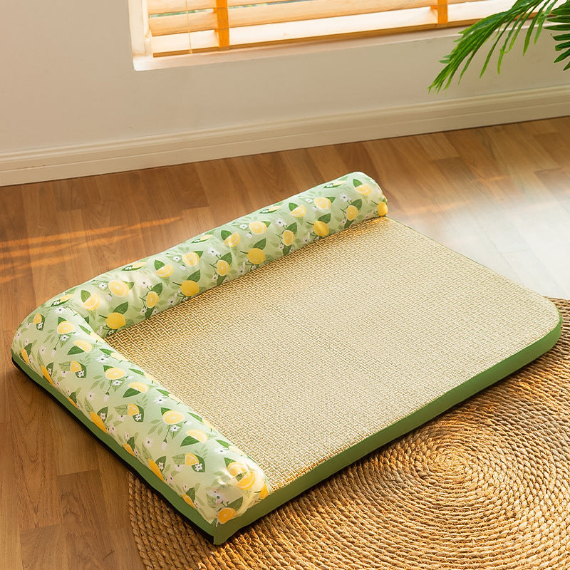 French Floral Rushes Pet Cooling Mat