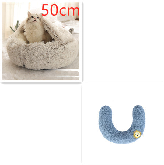 The Best 2 In 1 Dog And Cat Bed Pet Winter Bed Round Plush Warm