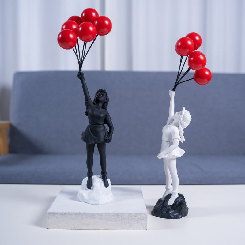 Little Girl with Balloon Resin Art Sculpture - Living Room Decoration