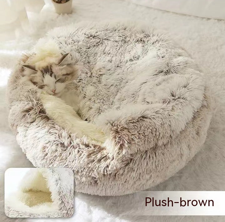 The Best 2 In 1 Dog And Cat Bed Pet Winter Bed Round Plush Warm